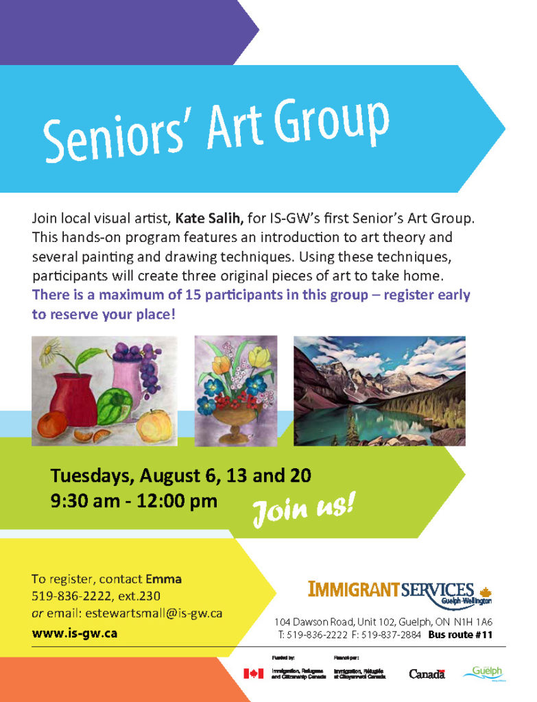 Poster for Seniors Art Group at ISGW